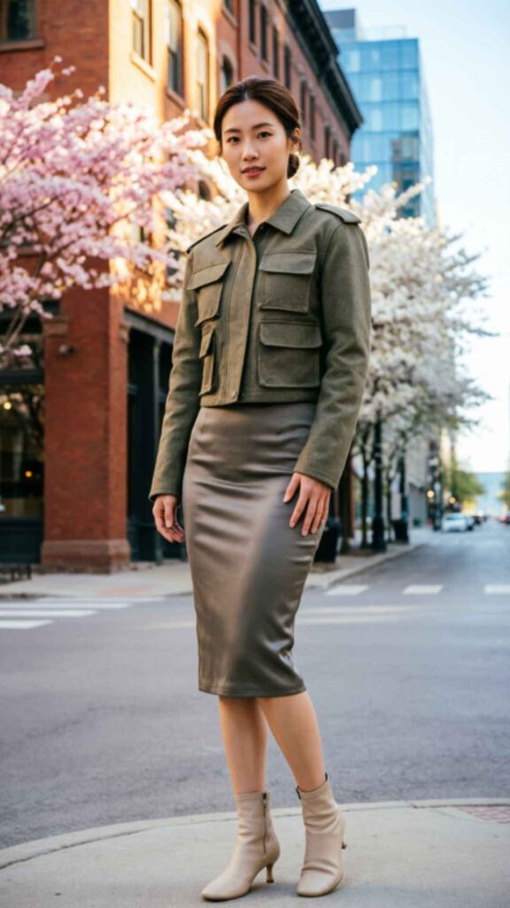 Utility Jacket with Pencil Skirt