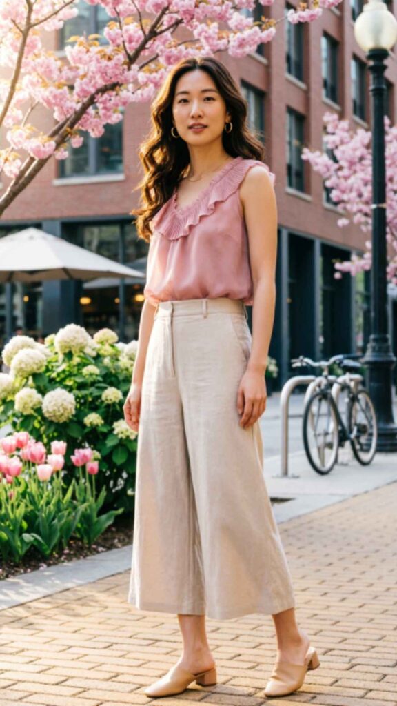 Sleeveless Blouse with Culottes