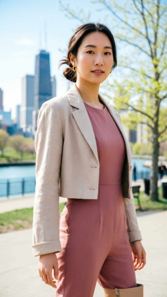 Sleeveless Jumpsuit with Lightweight Blazer