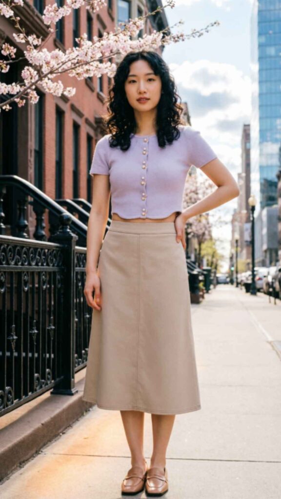 Crop Top with High-Rise Skirt