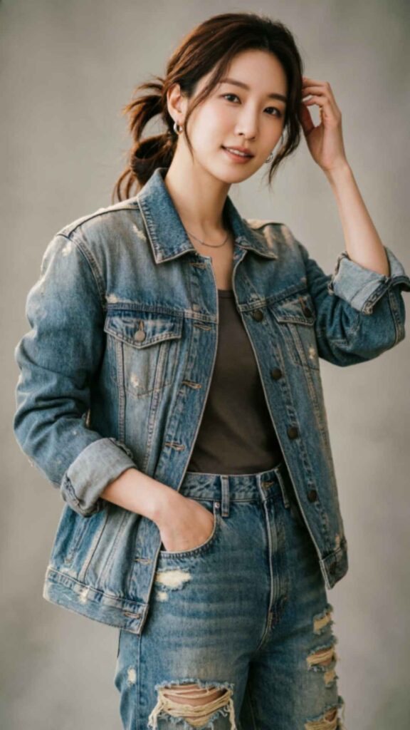 Distressed Jeans with Denim Jacket