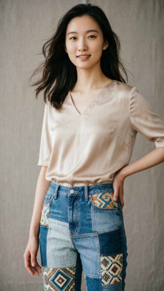 Colored Jeans with Neutral Shirt