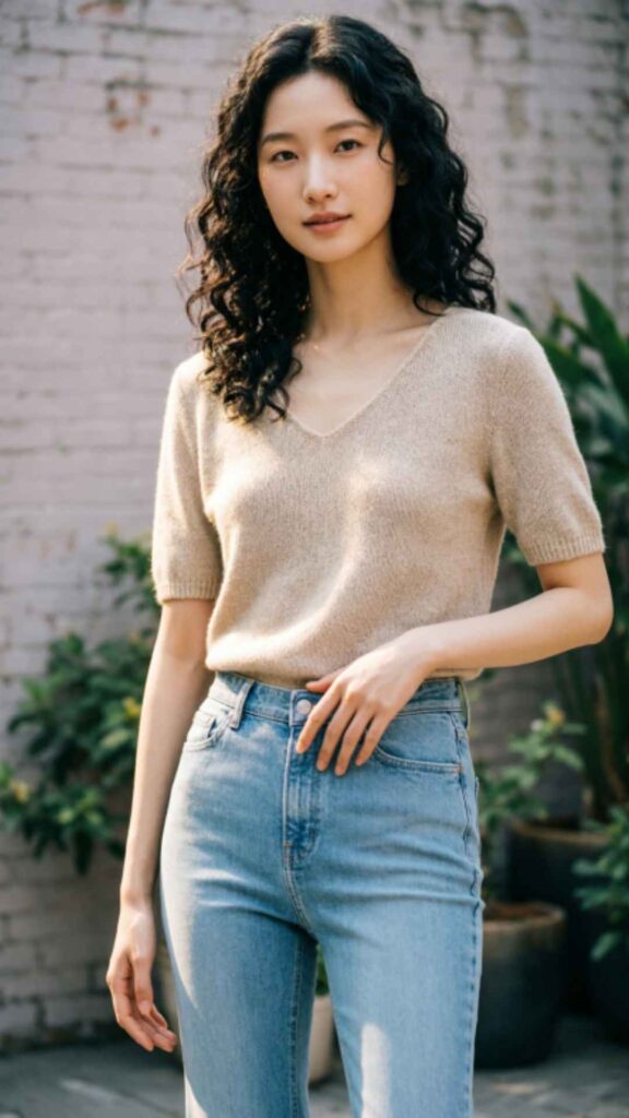 Bootcut Jeans with Knit Top