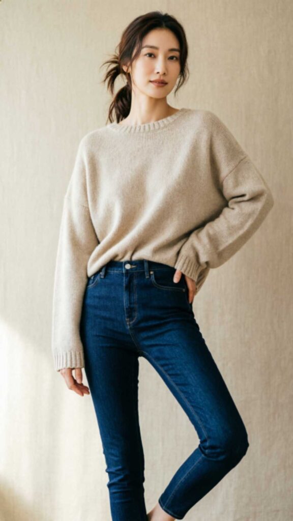 Skinny Jeans with Oversized Sweater