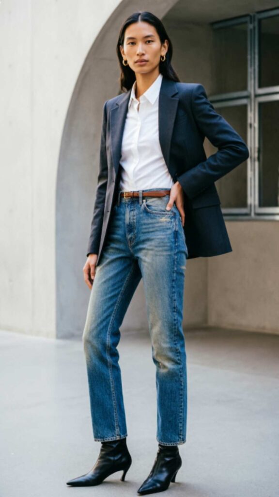 Straight-Leg Jeans with Blazer