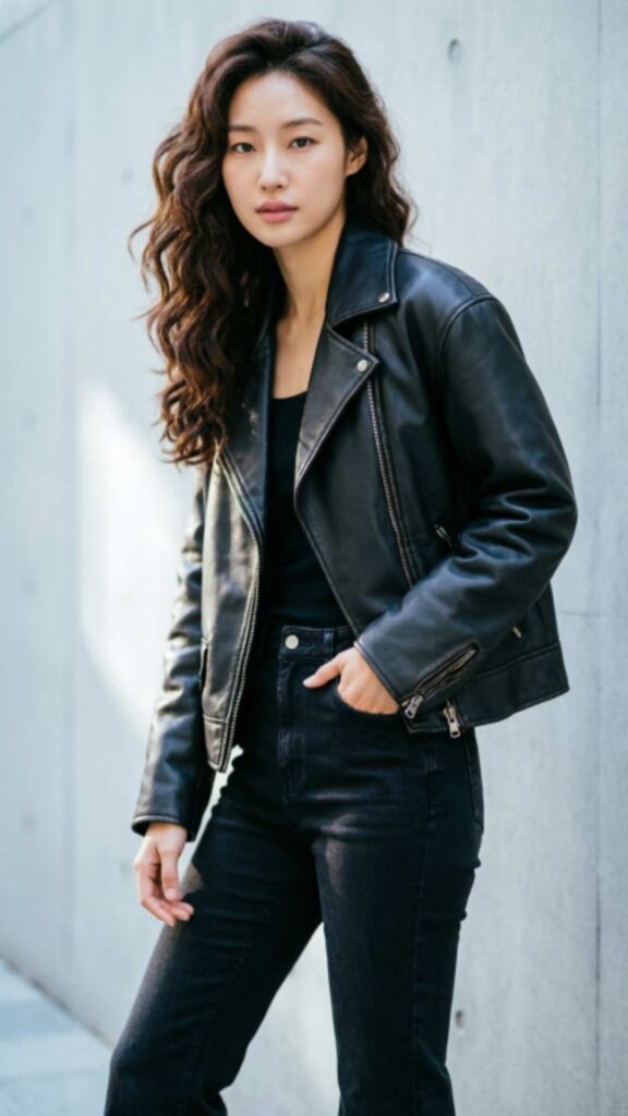 Black Jeans with Leather Jacket