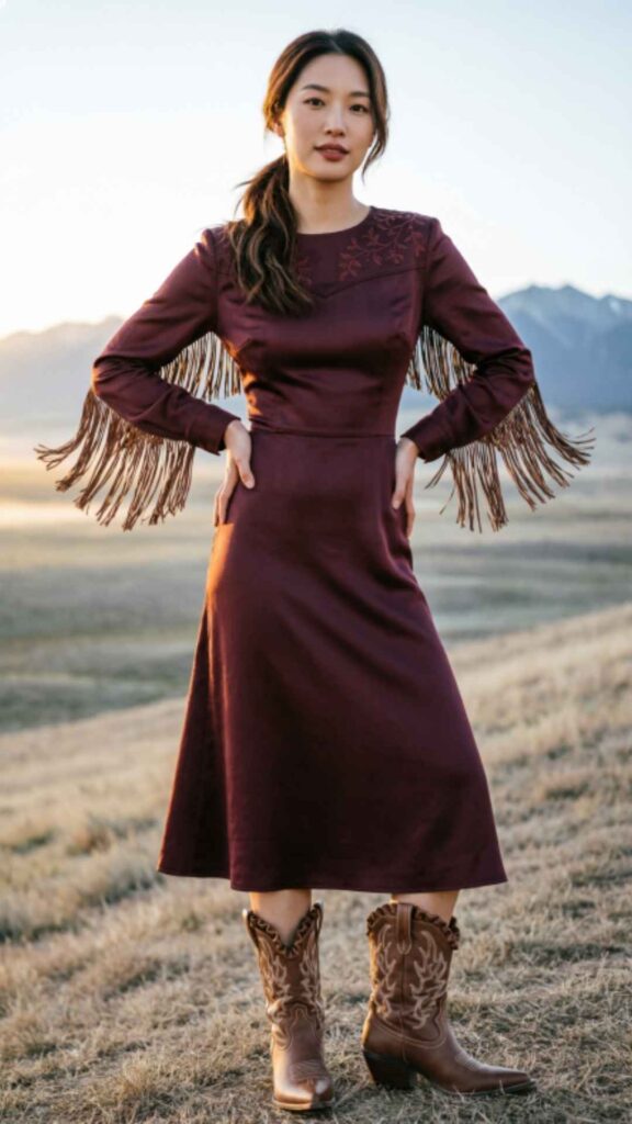 Cowgirl Dress with Western Boots