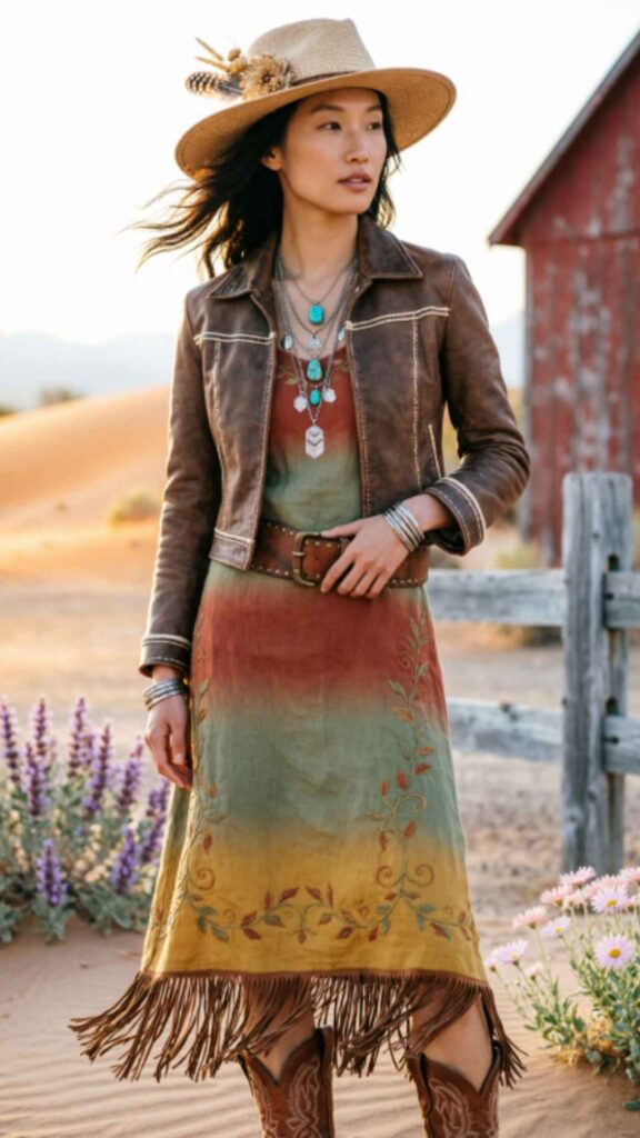 Boho Western Dress Combination