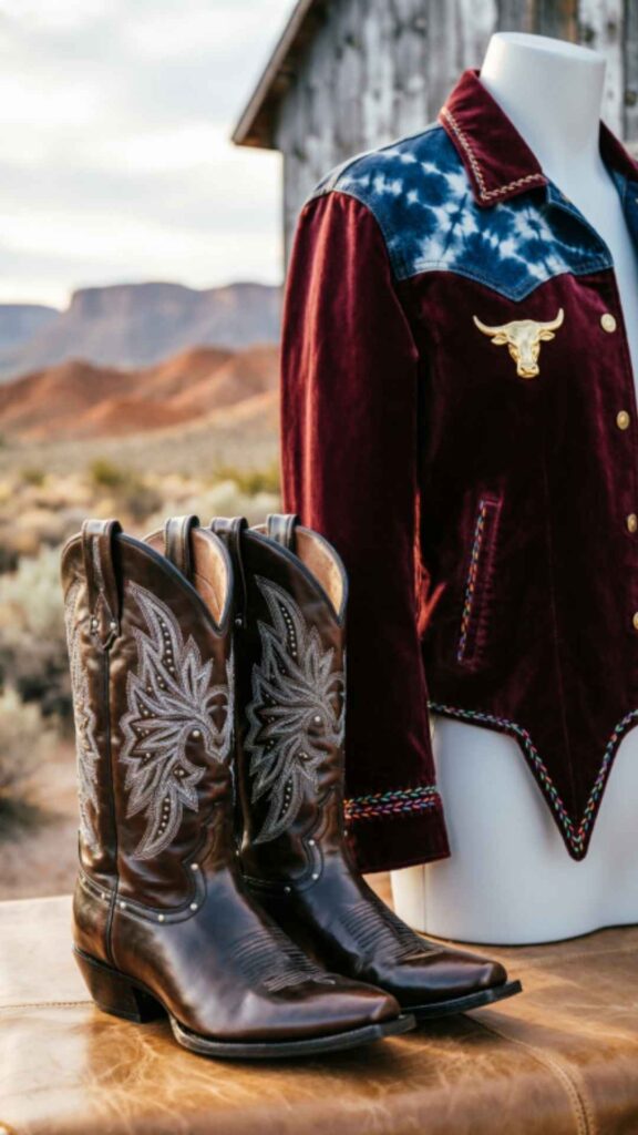 Cowboy Boots with Statement Jacket