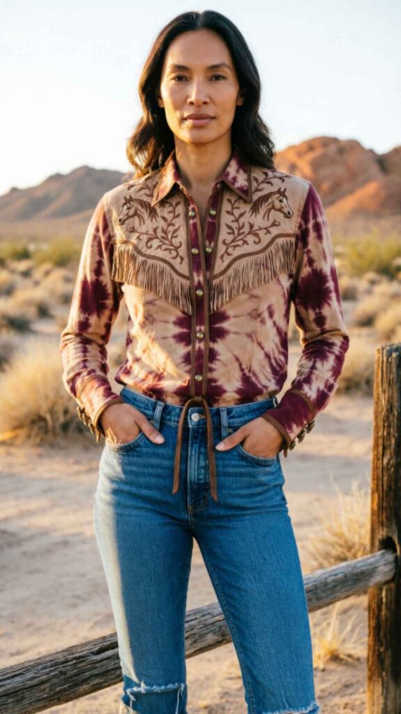 Tie-Front Western Shirt with Jeans