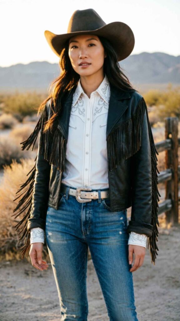Classic Denim and Fringe Rodeo Look
