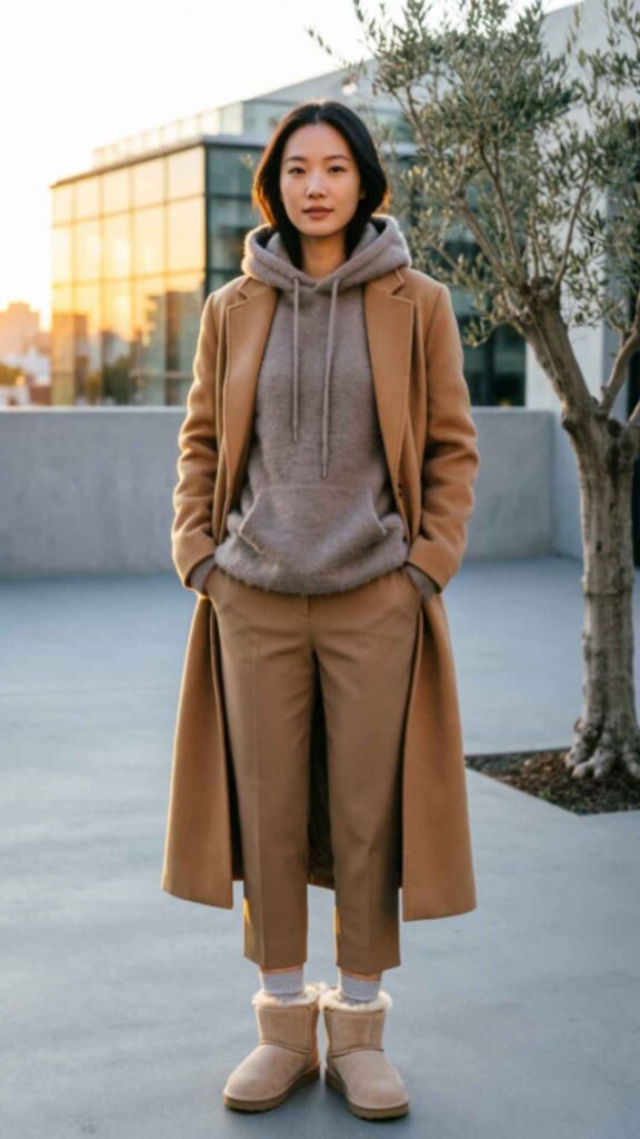 Hoodie Layered Under Long Coats