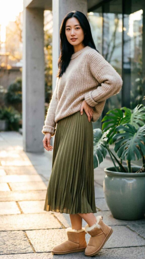 Midi Skirts and Chunky Sweaters