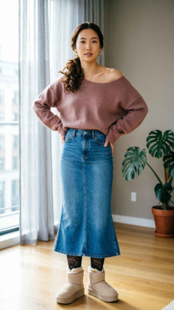 Denim Skirts and Tights