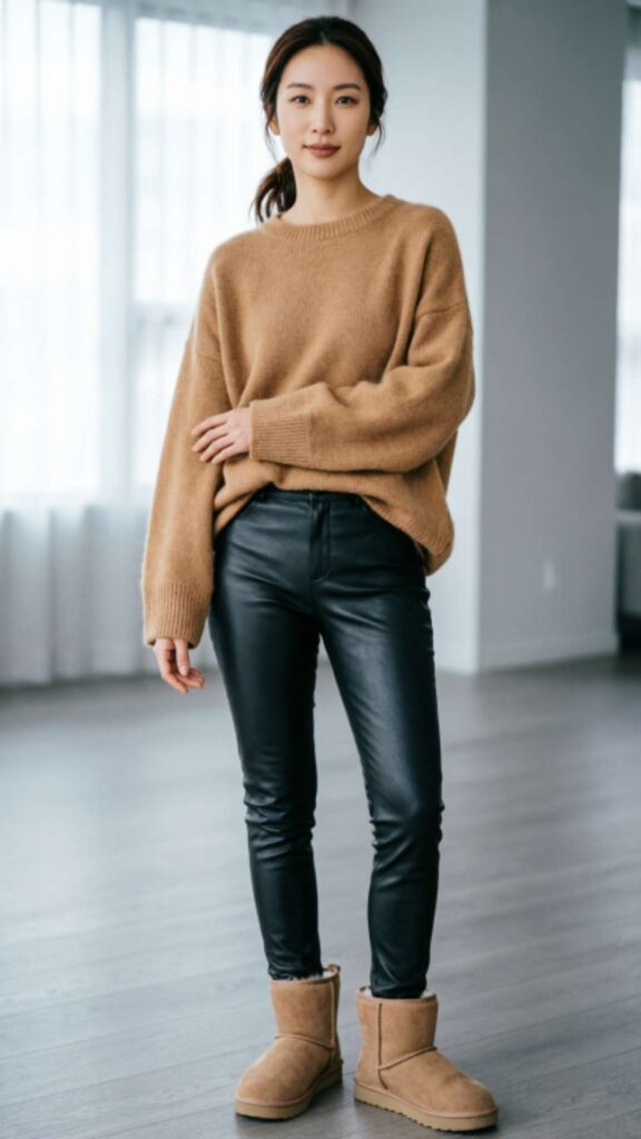 Leather Leggings and Oversized Sweaters
