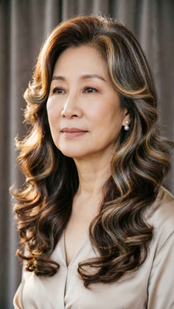 Layered Wavy Hair with Highlights and Lowlights