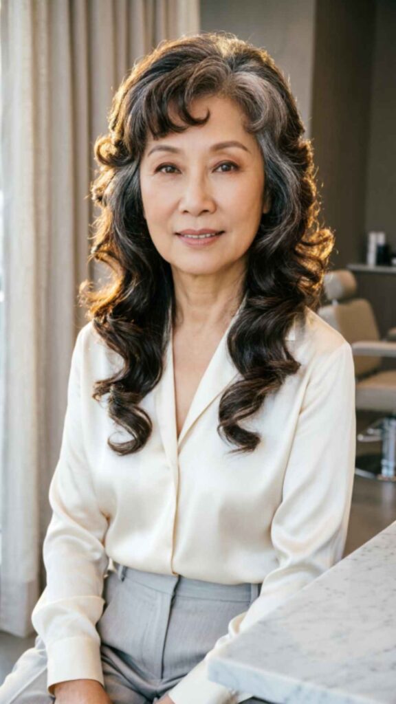 Curly Fringe with Wavy Layers