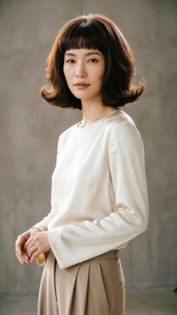 Voluminous Bob With Thick Bangs