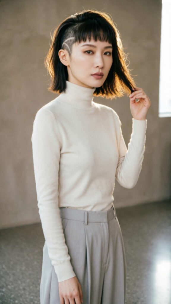 Razor Cut Bob With Bangs