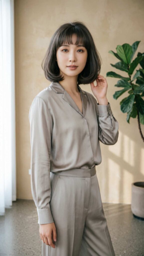 Soft Rounded Bob With Bangs