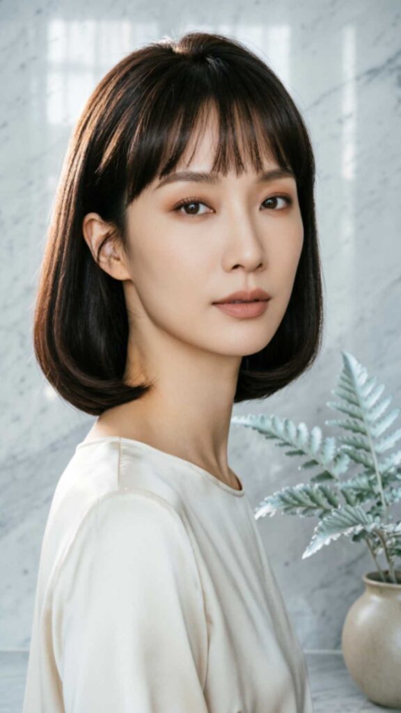 Sleek Glass Bob With Bangs