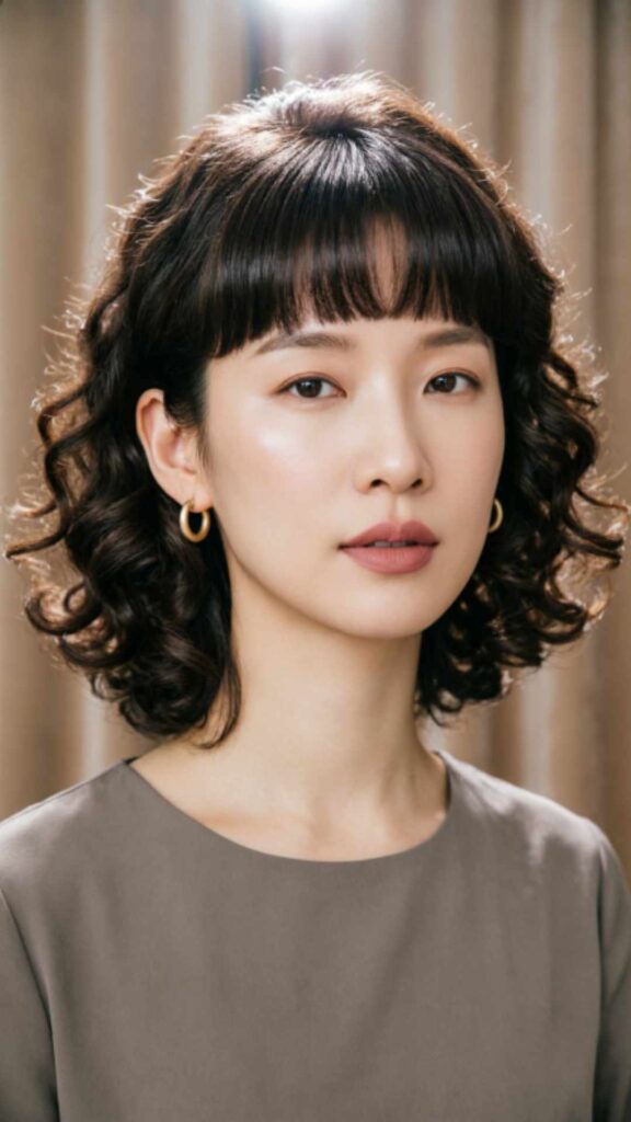 Curly Bob With Bangs