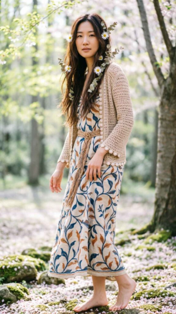 Boho Skirt with Light Cardigan