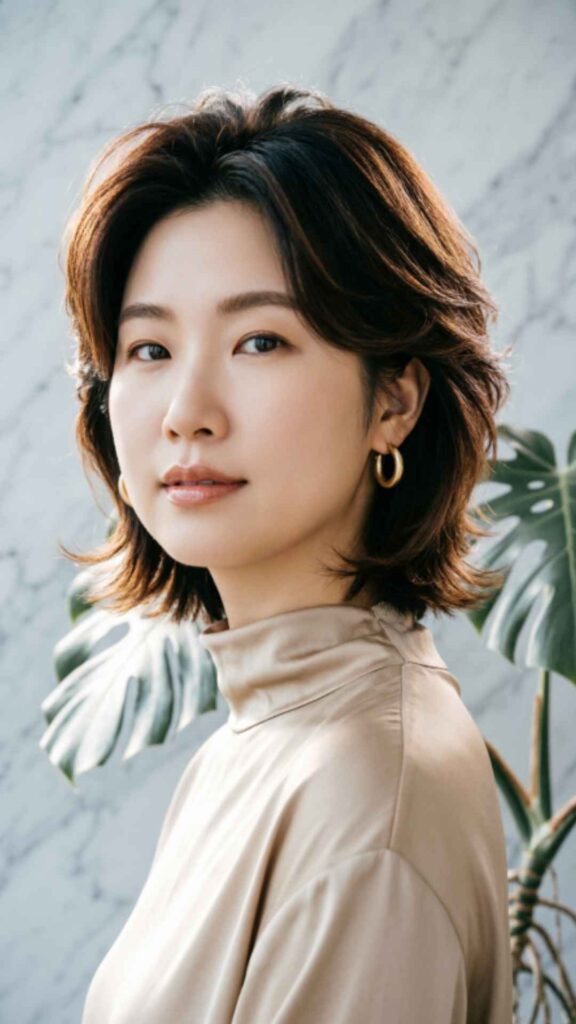 Feathered Bob for Round Face