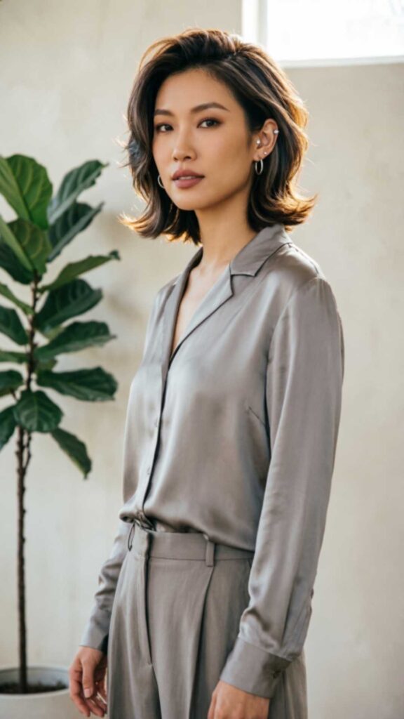 Feathered Bob with Side Part