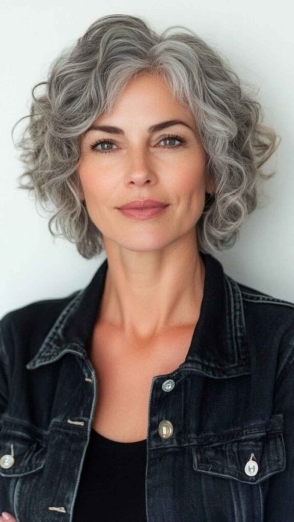 Curly Gray Bob
