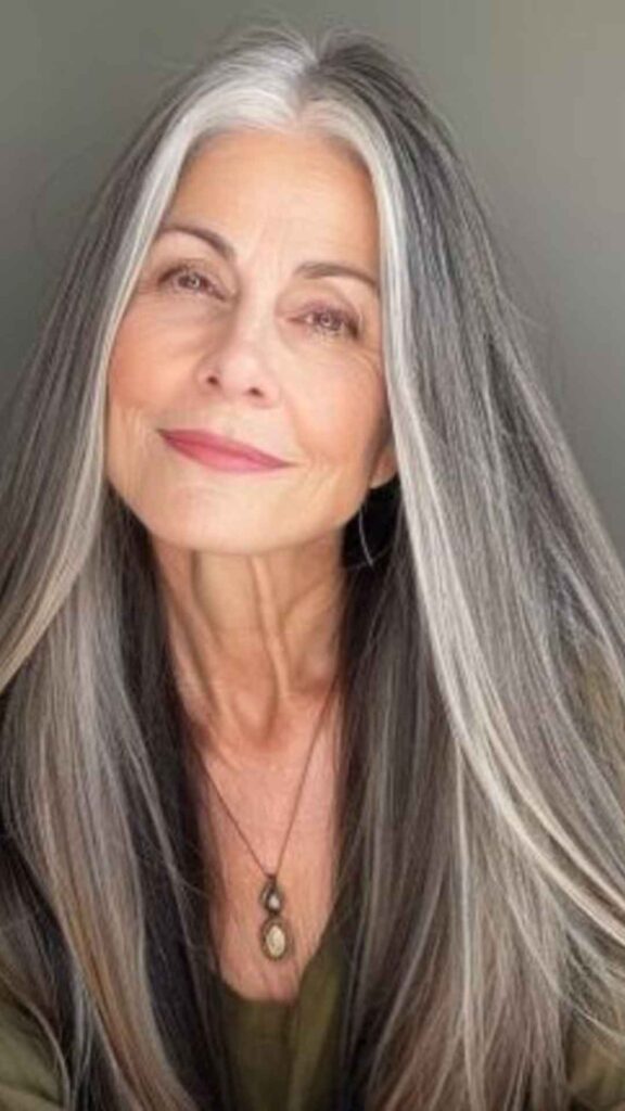 Natural Long Straight Gray