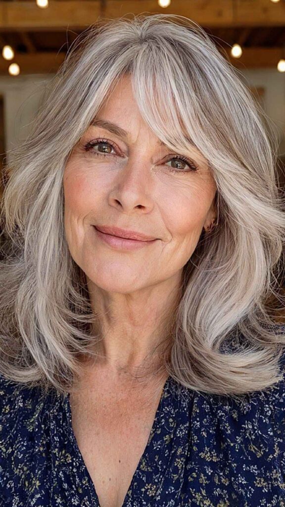 Gray Hair with Side Bangs