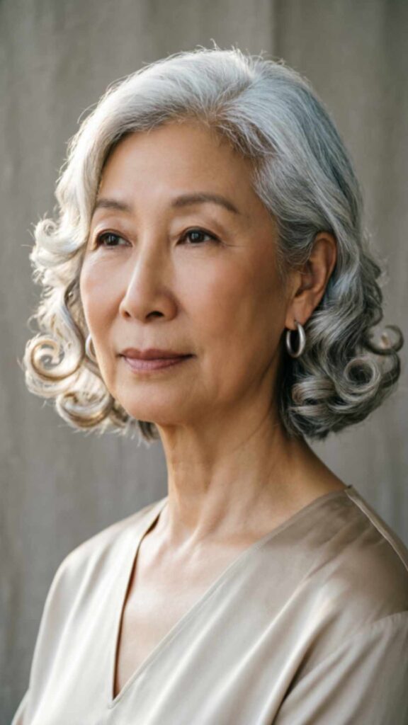 Curled Bob With Side Part