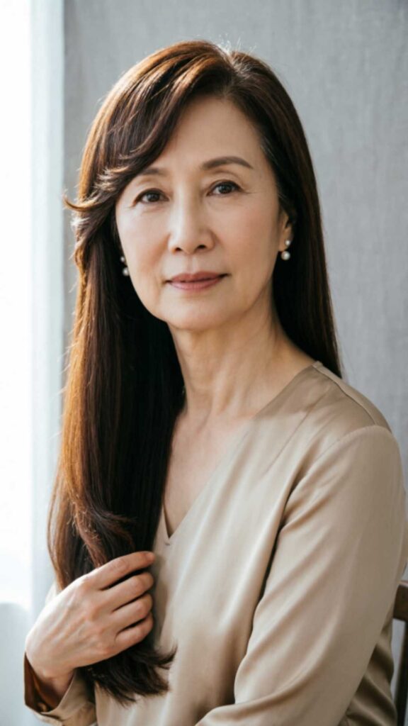 Long Straight Hair with Side Bangs