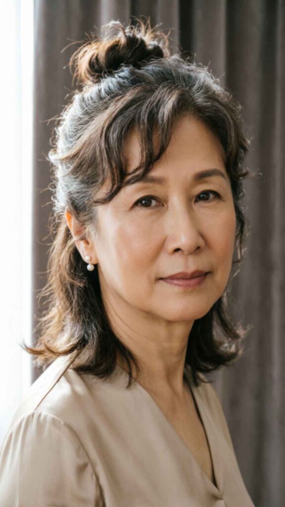 Messy Bun with Loose Bangs