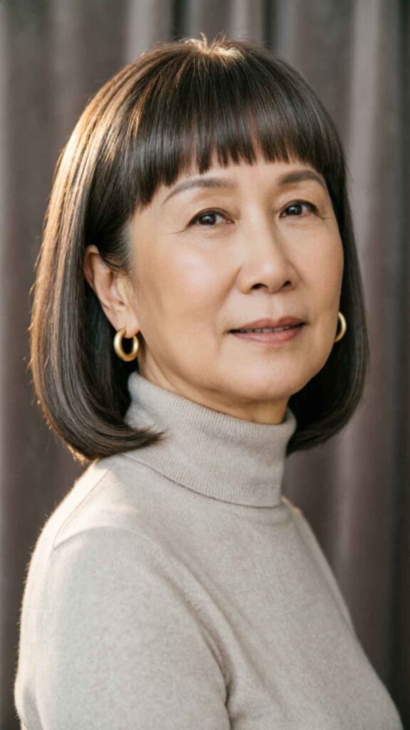 Chin-Length Bob with Blunt Bangs