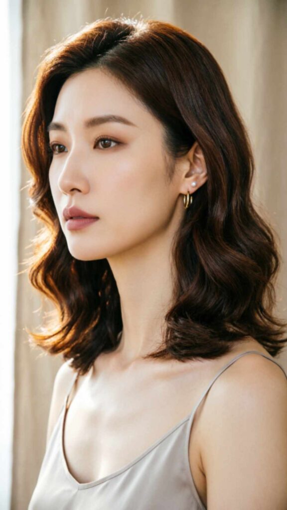 Side-Parted Wavy Medium Hair