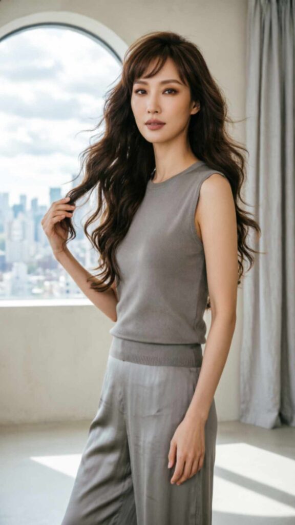 Wavy Long Layers with Side-Swept Bangs