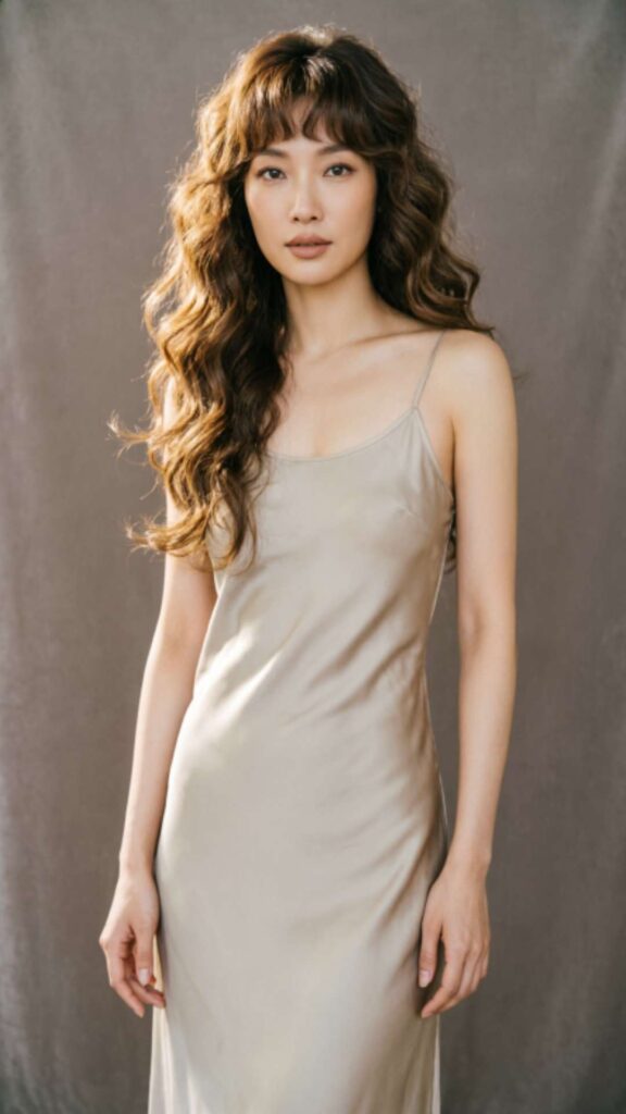 Long Layered Hair with Curly Bangs