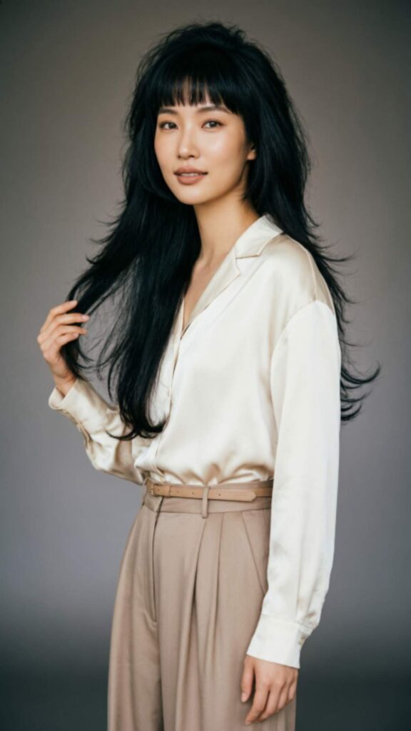 Long Layers with Straight Bangs