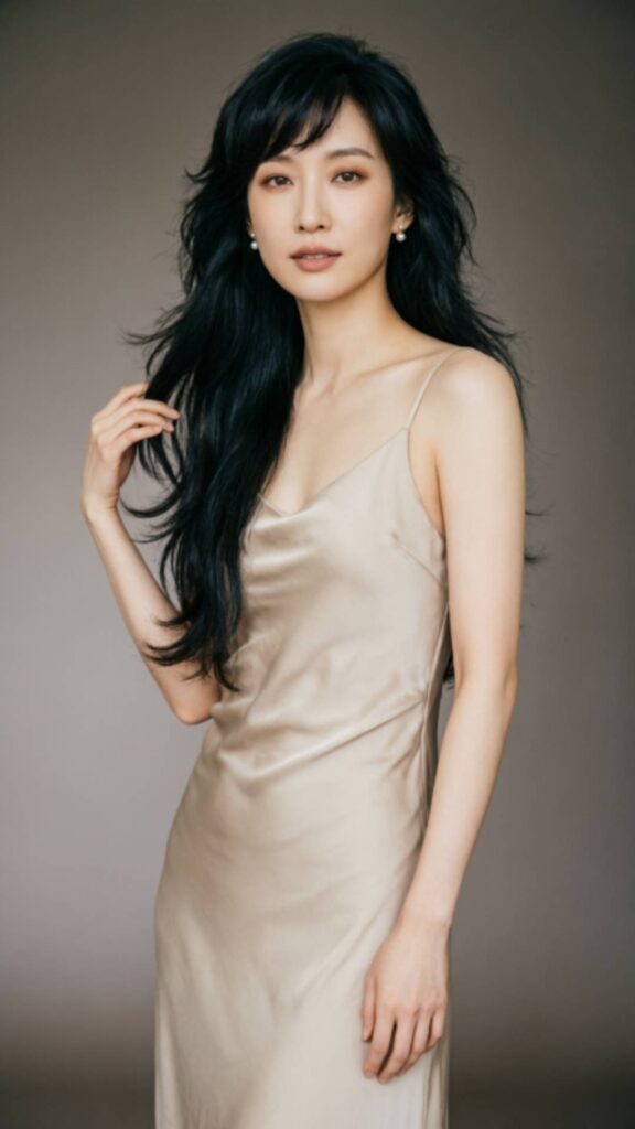 Long Layered Hair with Textured Side Bangs