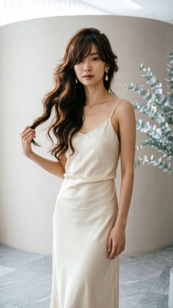 Long Layered Hair with Curtain Side Bangs