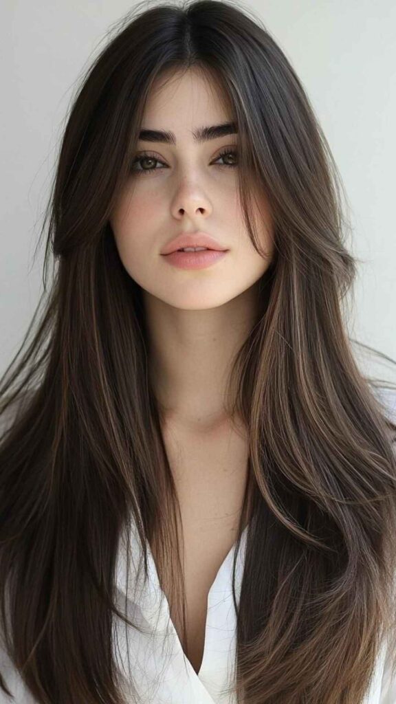 Medium-Length Straight Cut with Volume Spray