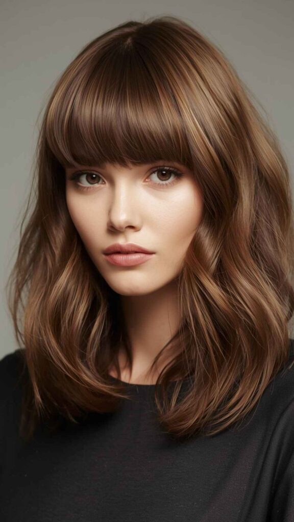 Medium Hair with Curtain Bangs