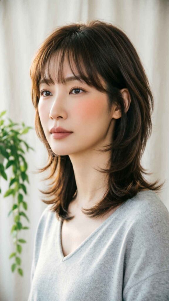 Layered Hair with Long Bangs