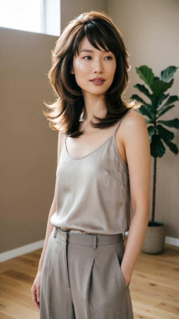 Medium Layers with Angular Bangs