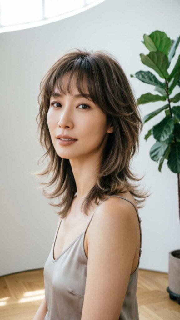 Layered Hair with Face-Framing Bangs