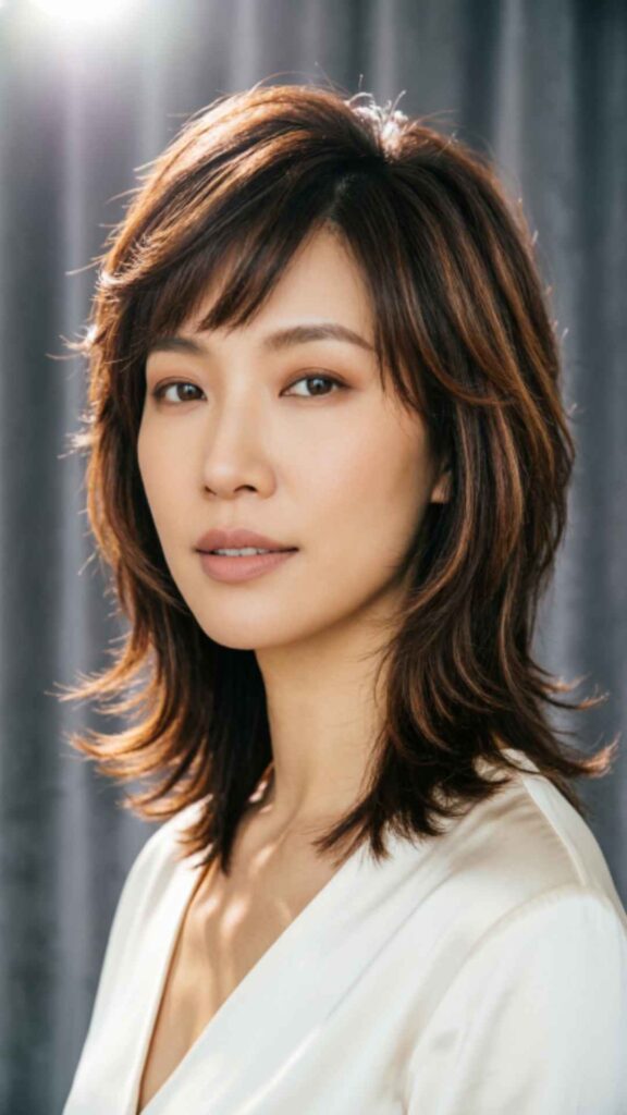 Layered Hair with Asymmetrical Bangs