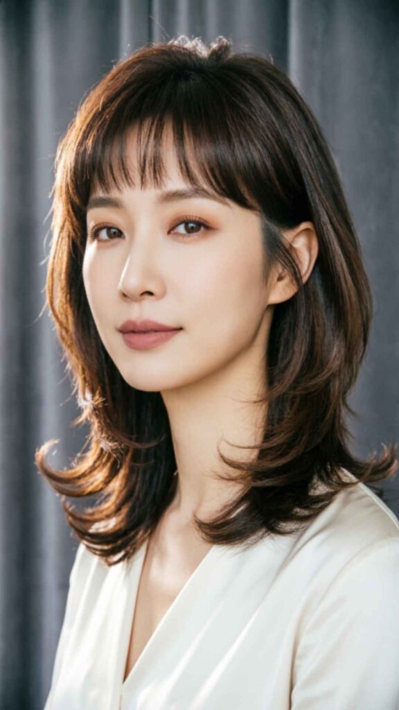 Layered Hair with Soft Blunt Bangs