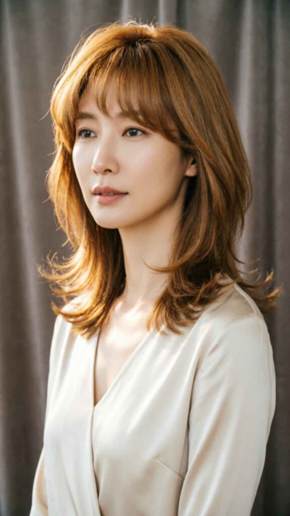 Medium-Length Layers with Side-Swept Curtain Bangs